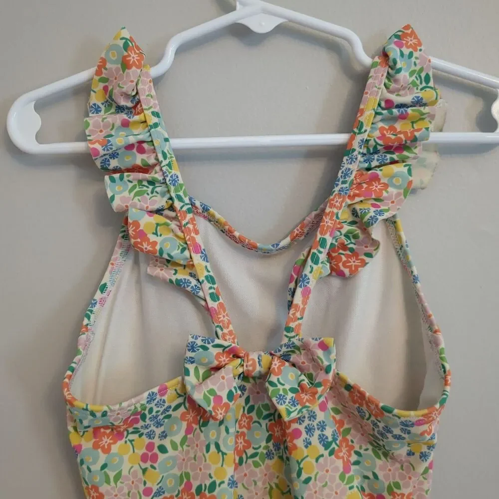 Mini Boden Petite Ditzy Floral Ruffle One Piece Bathing Swim Suit - Girls 2-3Y